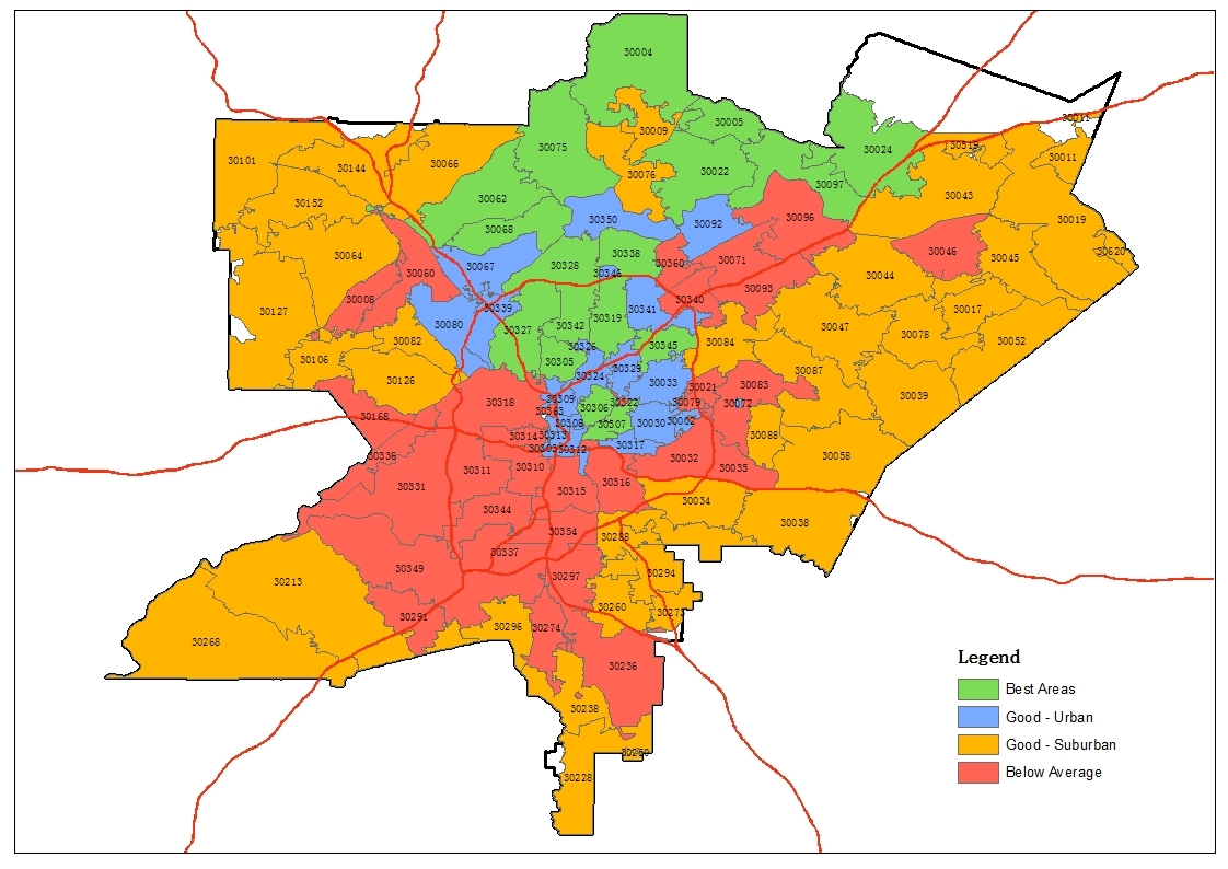 Atlanta Georgia Ga Zip Code Map Locations Demographics