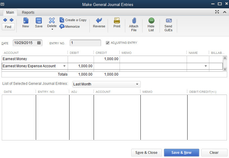 Earnest Money Chart Of Accounts